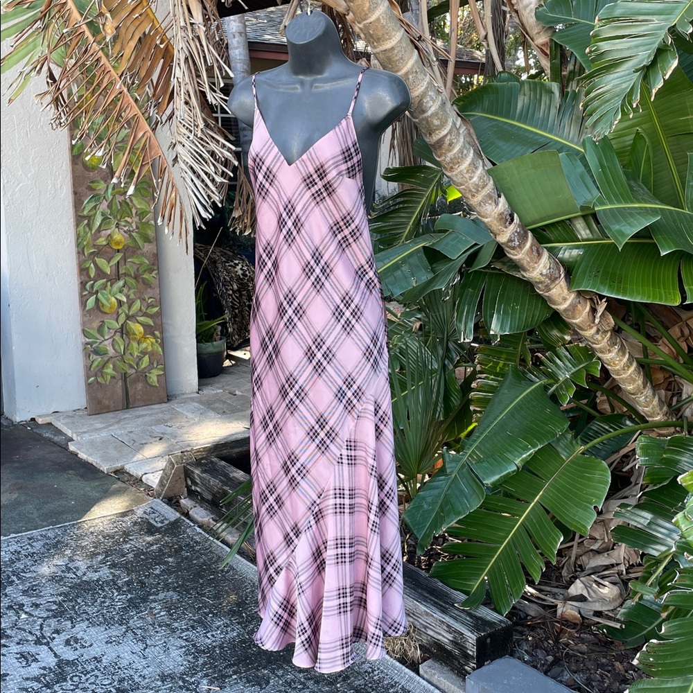 victoria’s Secret bias cut f plaid slip dress